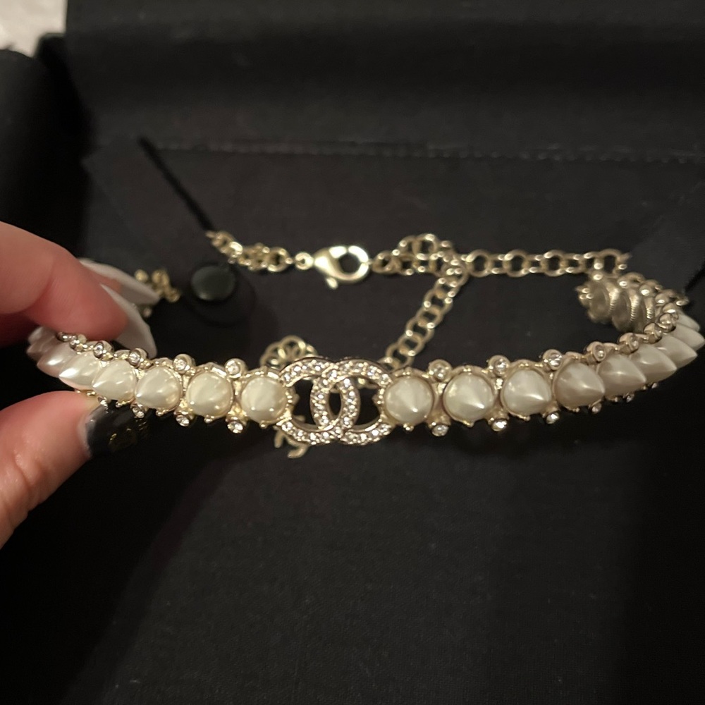Authentic Chanel 2022 studded choker necklace